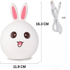 Cute Big Face Rabbit Silicone Beside Night Light For Kids, Color Changing Lamp Toddlers, Portable And Usb Rechargeable