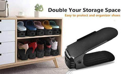 Plastic Shoe Slots Organizer Space Saver Double Deck Shoe Rack Adjustable Shoe Slots for Closet Organization (Pack of 2) (Multicolor)