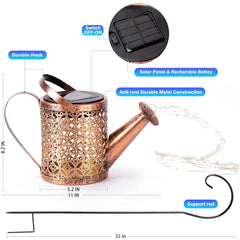 Solar Lights Outdoor Decorative, Solar Lantern Outdoor Hanging Waterproof Hollowed-Out Design, Decorative Retro Metal Solar Light with Hook