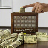 Wooden Piggy Bank | Carved Money Box for Kids & Adults | Savings Coin Box