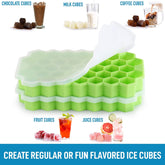 Silicone Honeycomb Ice Cube Tray, 37 Cavity Reusable Mould for Freezer and Baking