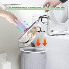 Flat Mop with Push Pull Cloth Changing Handle for Kitchen Bathroom and Tabletop Automatic Floor Cleaner with Changing Cloth