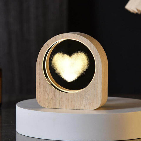 Crystal Ball Night Lamp with Wooden Frame, USB Powered System, 3D LED Sphere for Home and Office Décor