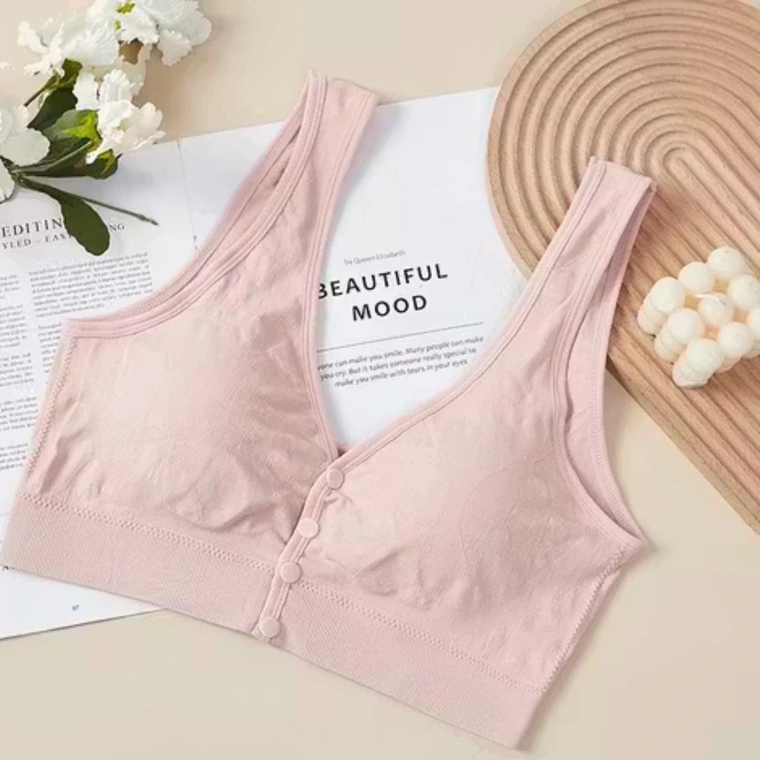 Plus Size Front Open Wireless Floral Bra – Soft Cotton Comfort for Women