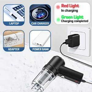 3IN1 Portable Car Vacuum Cleaner with Blower | USB Rechargeable Wireless Handheld