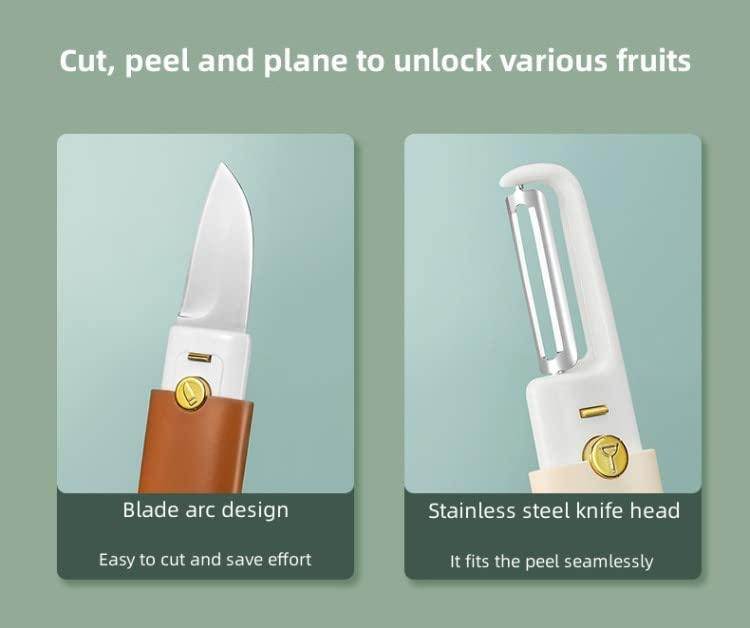 Vegetable Peeler 2 in 1 Stainless Steel Potato Peeler with Knife Fruit Knife Peeler, Vegetable Peeler Dual-Use Knife, Outdoor Kitchen Tools Camping Hiking Portable Peeling