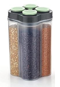 4-in-1 Square Food Container for Cereal Storage, Multi-Color