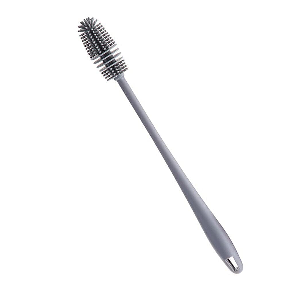 Bottle Cleaning Brush with Silicone Long Handle for Baby Bottles, Water Bottles, Containers, and Glasses