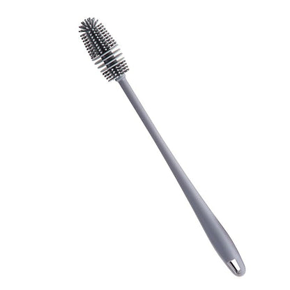 Bottle Cleaning Brush with Silicone Long Handle for Baby Bottles, Water Bottles, Containers, and Glasses
