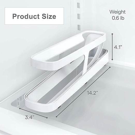 2-Tier Rolling Egg Dispenser | Space-Saving & Durable Polypropylene Egg Storage | Holds 12-14 Eggs with Gravity-Fed Design
