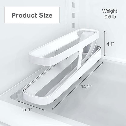 2-Tier Rolling Egg Dispenser | Space-Saving & Durable Polypropylene Egg Storage | Holds 12-14 Eggs with Gravity-Fed Design