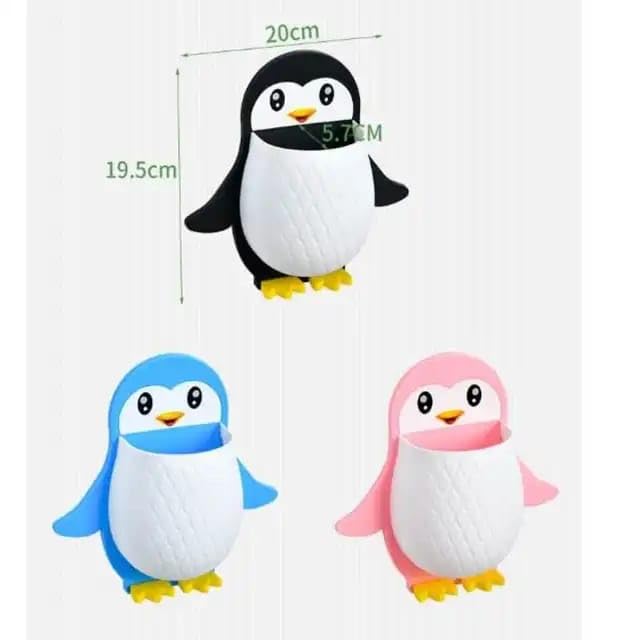 Wall Mounted Penguin Design Organizer, Multi-Function Holder for Toothpaste, Remote, Mobile, Pencil, and Bathroom Essentials