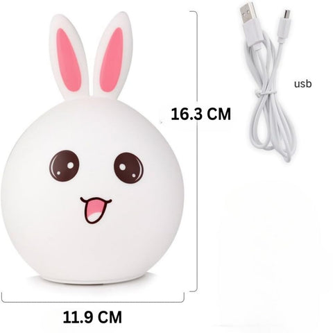 Cute Big Face Rabbit Silicone Beside Night Light For Kids, Color Changing Lamp Toddlers, Portable And Usb Rechargeable