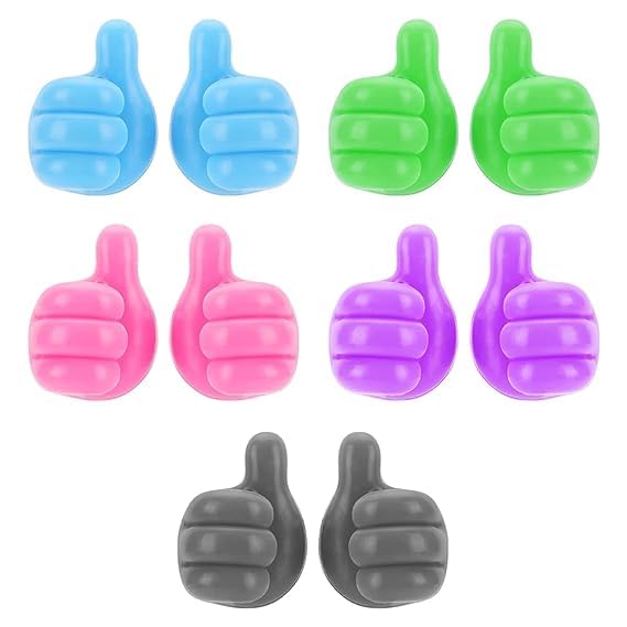 10 Pcs Thumb Shape Key Hooks - Cute and Creative Adhesive Silicone Wall Clips