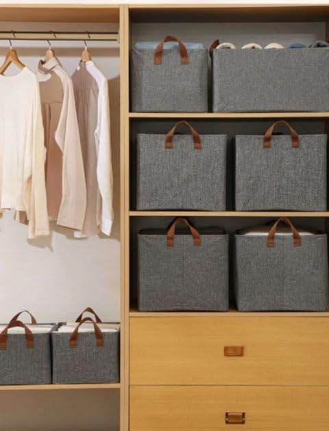 Gardino Collapsible Fabric Storage Cubes Organizer with Handles Foldable Storage Baskets for Organizing Toys, Books, Shelves, Closet, Large Storage Box with Handles