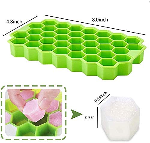 Silicone Honeycomb Ice Cube Tray, 37 Cavity Reusable Mould for Freezer and Baking
