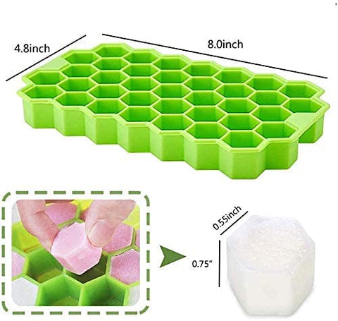 Silicone Honeycomb Ice Cube Tray, 37 Cavity Reusable Mould for Freezer and Baking
