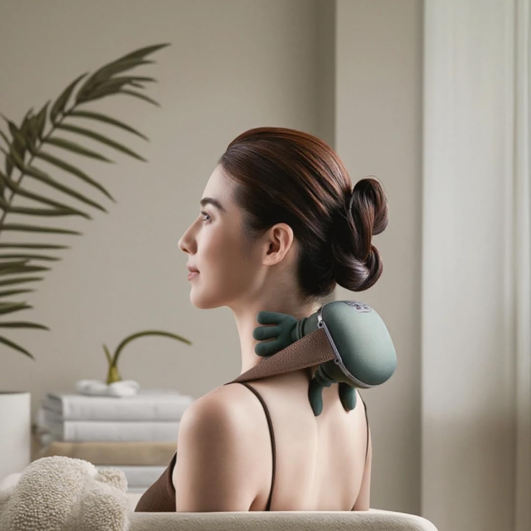 Heated Wireless Shiatsu Neck & Back Massager | Portable 4D Deep Tissue Electric Massager for Pain Relief
