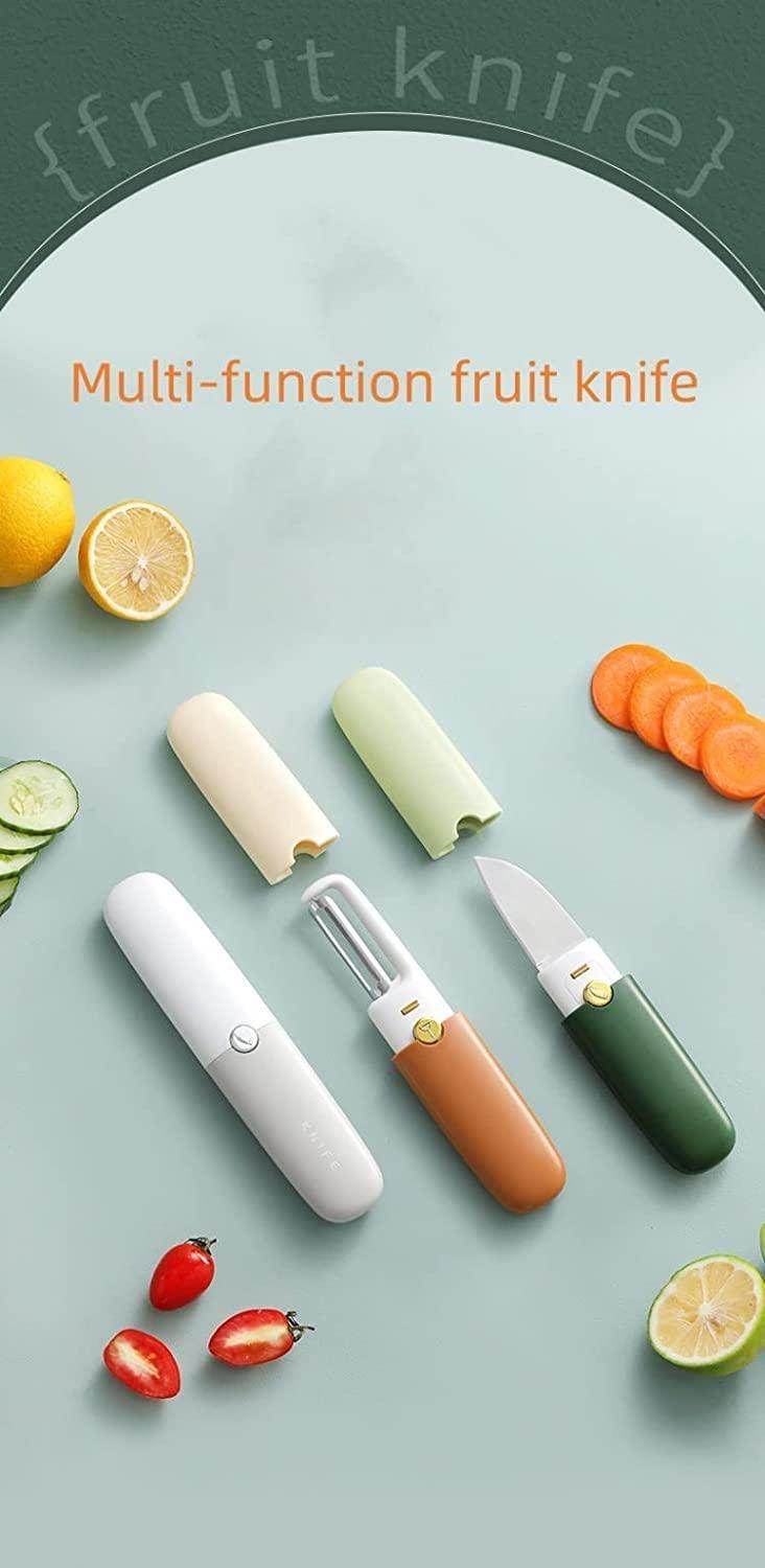 Vegetable Peeler 2 in 1 Stainless Steel Potato Peeler with Knife Fruit Knife Peeler, Vegetable Peeler Dual-Use Knife, Outdoor Kitchen Tools Camping Hiking Portable Peeling