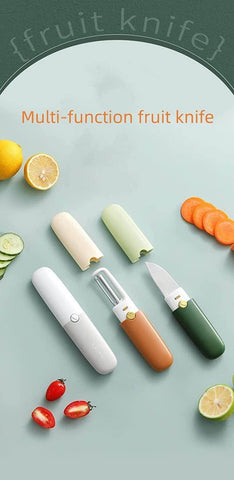 Vegetable Peeler 2 in 1 Stainless Steel Potato Peeler with Knife Fruit Knife Peeler, Vegetable Peeler Dual-Use Knife, Outdoor Kitchen Tools Camping Hiking Portable Peeling