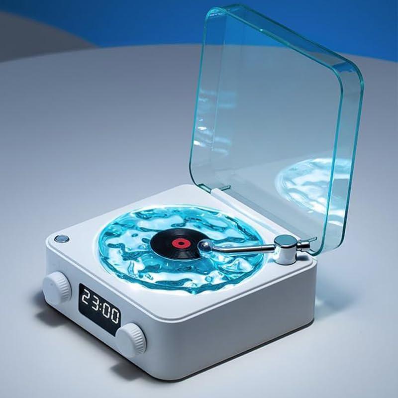 GARDINO Retro-style Wireless waves vinyl Bluetooth Speaker for Sea White Noise with Bedroom Clock & Ambience Light, A Great Gift Suited for Computer Desktop