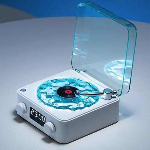 GARDINO Retro-style Wireless waves vinyl Bluetooth Speaker for Sea White Noise with Bedroom Clock & Ambience Light, A Great Gift Suited for Computer Desktop