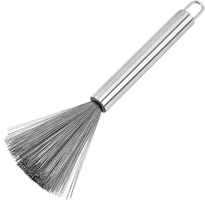 Steel Scrubber Brush with Handle for Kitchen, Pan, Pot, Wok, and Dishes Cleaning