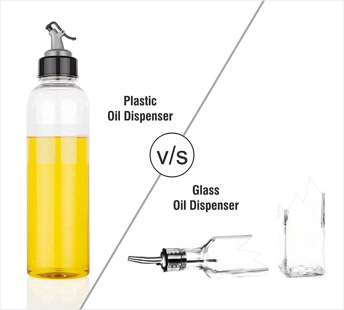Plastic Oil Dispenser for Kitchen | Oil & Vinegar Dispenser Bottle (Pack of 2)
