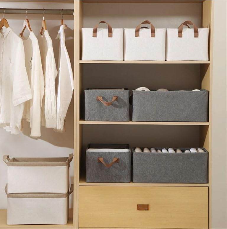 Gardino Collapsible Fabric Storage Cubes Organizer with Handles Foldable Storage Baskets for Organizing Toys, Books, Shelves, Closet, Large Storage Box with Handles