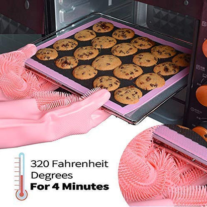 Reusable Silicone Dishwashing Cleaning Gloves | Anti-Slip Scrubber Gloves for Kitchen Cleaning