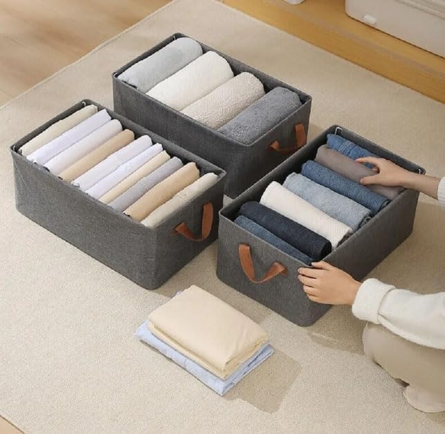 Gardino Collapsible Fabric Storage Cubes Organizer with Handles Foldable Storage Baskets for Organizing Toys, Books, Shelves, Closet, Large Storage Box with Handles