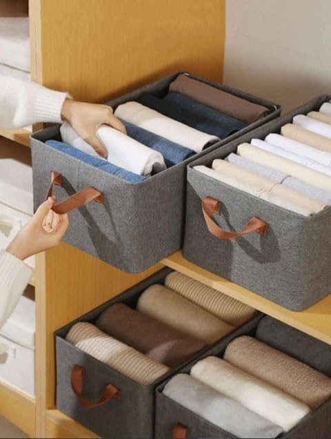 Gardino Collapsible Fabric Storage Cubes Organizer with Handles Foldable Storage Baskets for Organizing Toys, Books, Shelves, Closet, Large Storage Box with Handles