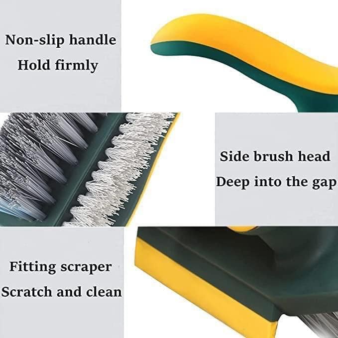 Grout Cleaner Brush 4-in-1 with Squeegee – Multifunctional V-Shape Gap Scrub Brush for Crevice, Corner, Window, Sink, Kitchen, and Bathroom Cleaning