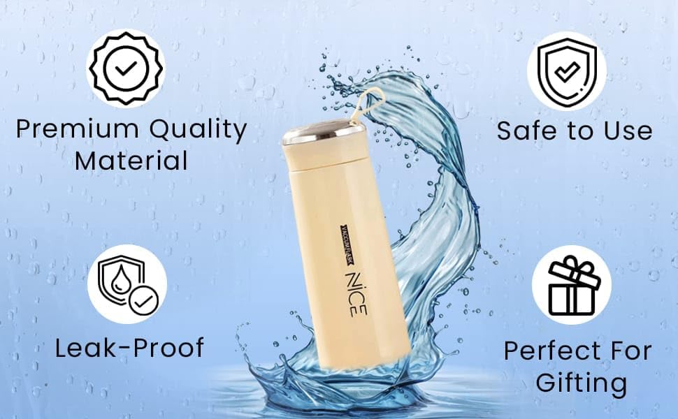Nice Water Bottle BPA-Free with Glass Inner Liner & Plastic Shell – 400ml, Portable & Multicolor | Perfect for School, Gym, Office, Home