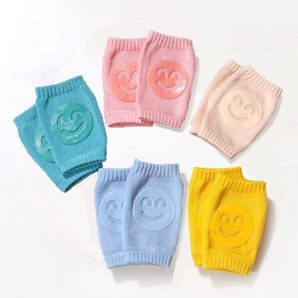 Baby Smiley Knee Pads for Crawling – Anti-Slip Elastic Cotton Knee & Elbow Safety Protectors (Random Color)