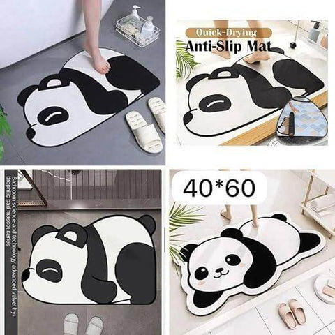Gardino Cute Panda Cartoon Water Absorbing Bath Mat, Super Absorbent Anti-Slip Mat for Bathroom, Home, Kitchen, 60 x 40 cm (Panda)