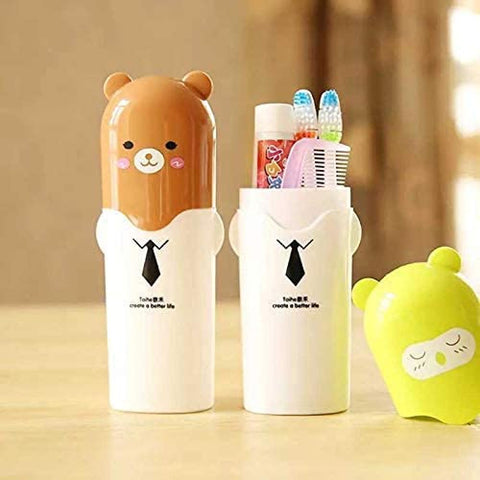 Portable Cartoon Animal Toothbrush Holder - Travel & Bathroom Storage (Pack of 2)