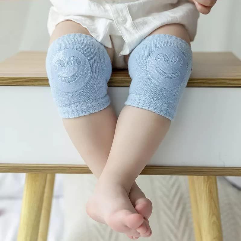 Baby Smiley Knee Pads for Crawling – Anti-Slip Elastic Cotton Knee & Elbow Safety Protectors (Random Color)
