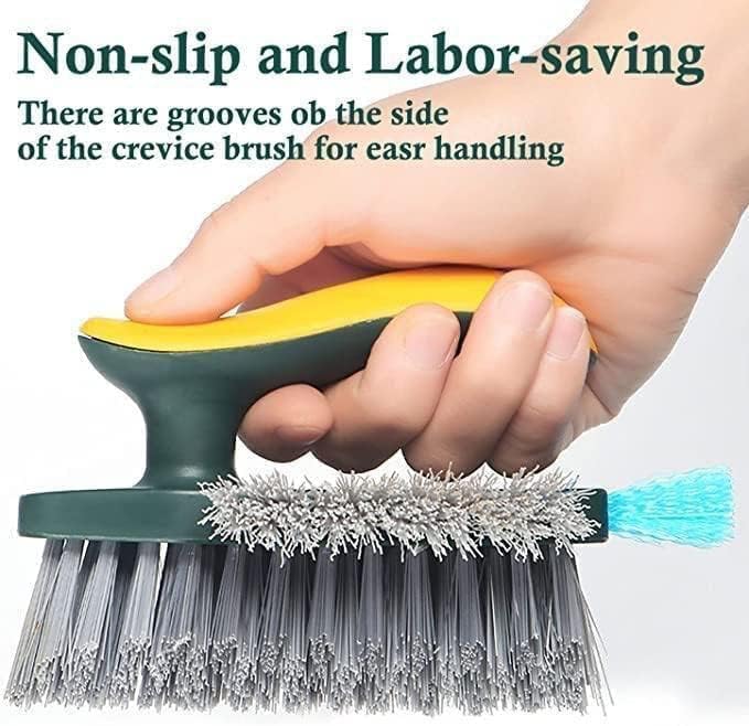 Grout Cleaner Brush 4-in-1 with Squeegee – Multifunctional V-Shape Gap Scrub Brush for Crevice, Corner, Window, Sink, Kitchen, and Bathroom Cleaning