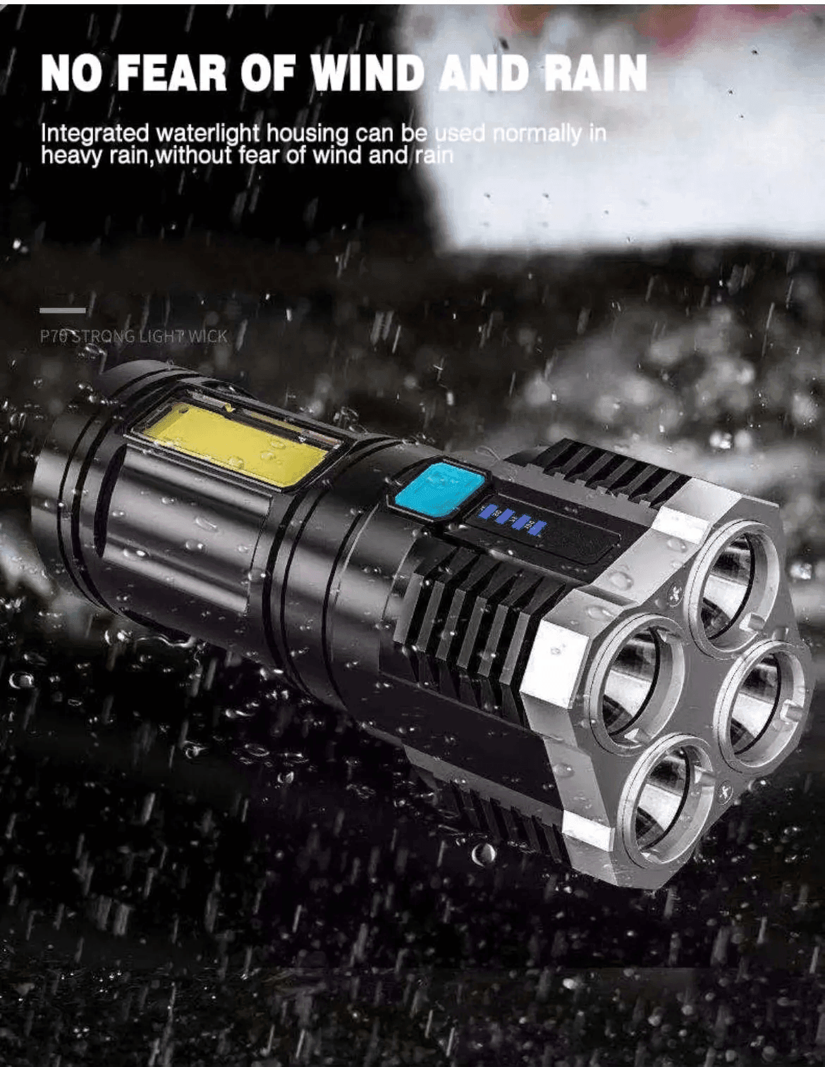 Gardino 2in1 OSL+COB LED Torch Rechargeable Flashlight 4 Modes Long Range 5W Power Light with Charging Indicator