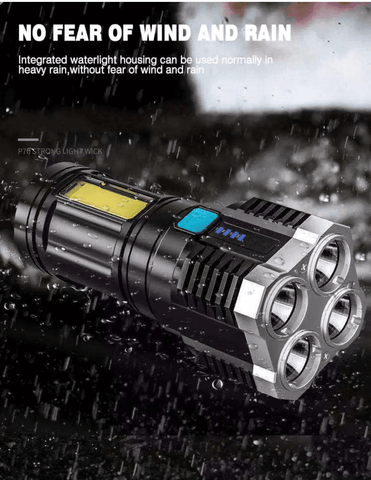 Gardino 2in1 OSL+COB LED Torch Rechargeable Flashlight 4 Modes Long Range 5W Power Light with Charging Indicator