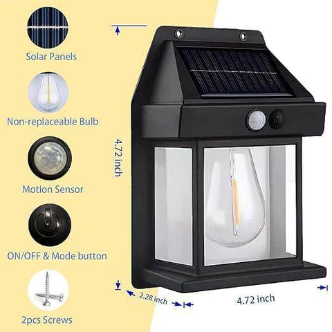 Solar Wall Lights Outdoor, Wireless Outdoor Solar Lamp Fixture, Solar Wall Lantern with 3 Modes & Motion Sensor, Waterproof Exterior Lighting (Home Lamp 1 PCS )