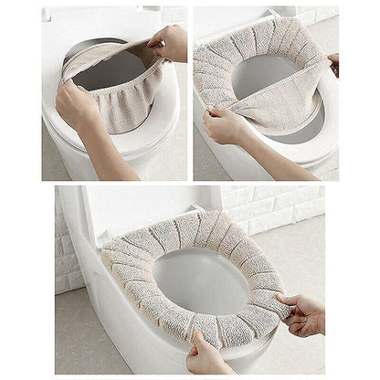 Washable Soft Warmer Toilet Seat Cover, Cushion Mat, and Lid Cover Pads | Stretchable, Easy Installation Toilet Seat Covers (Pack of 1)