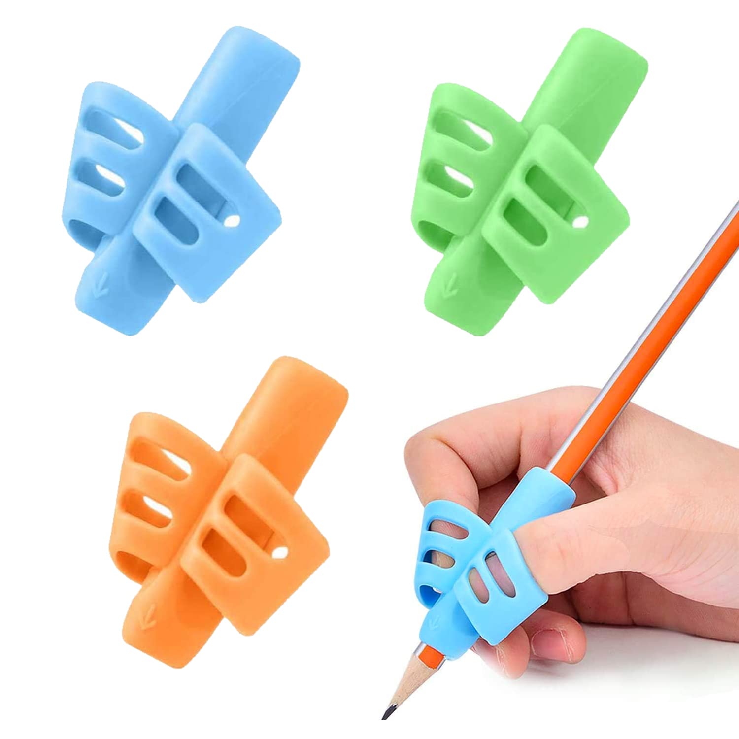 3Pcs Pencil Holder Set – Finger Grip for Kids, Perfect for Handwriting Beginners (Ages 3+), Multi-Color