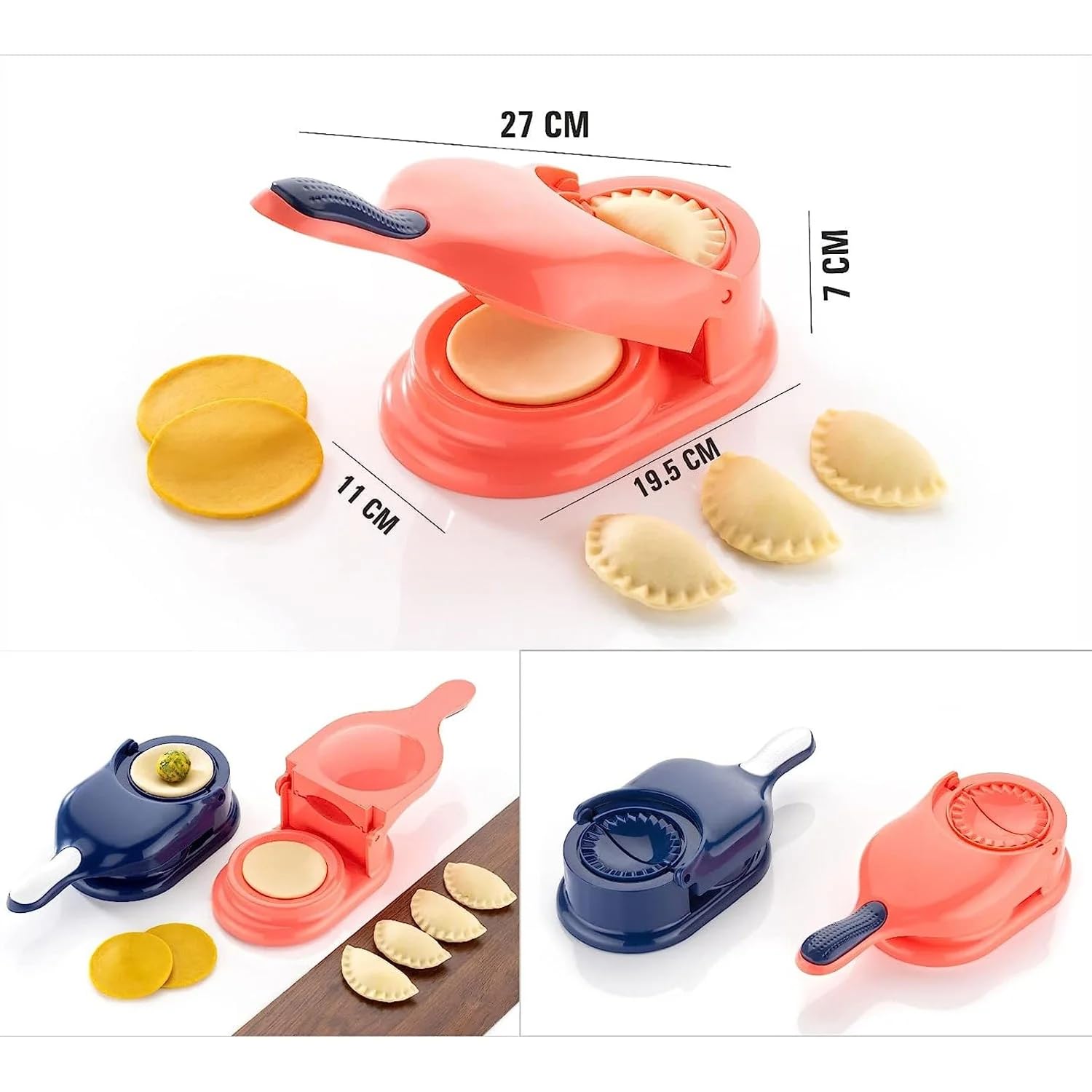 2-in-1 Dumpling Maker, Ghughra & Momos Mould Machine with Skin Press, Kitchen Tool for Gujiya and Puri