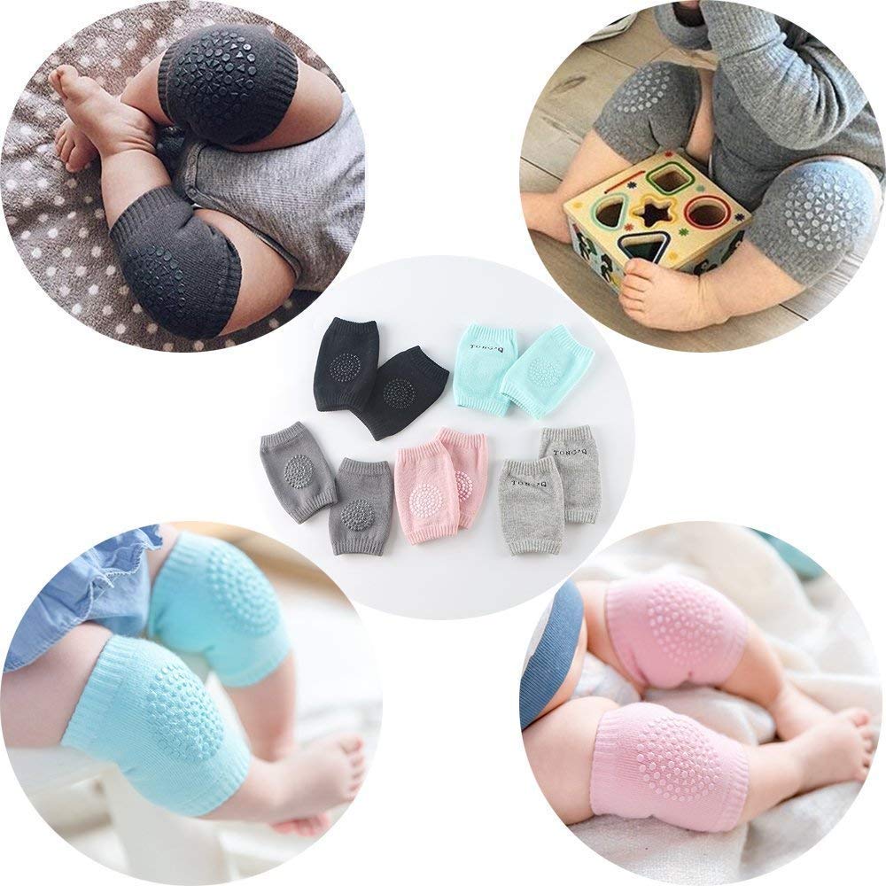 Baby Smiley Knee Pads for Crawling – Anti-Slip Elastic Cotton Knee & Elbow Safety Protectors (Random Color)