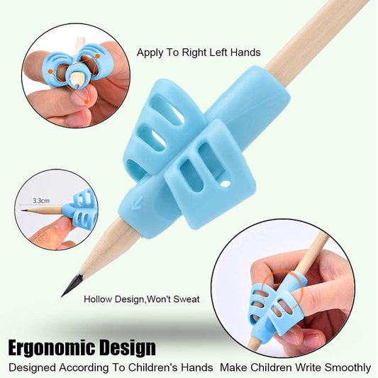 3Pcs Pencil Holder Set – Finger Grip for Kids, Perfect for Handwriting Beginners (Ages 3+), Multi-Color