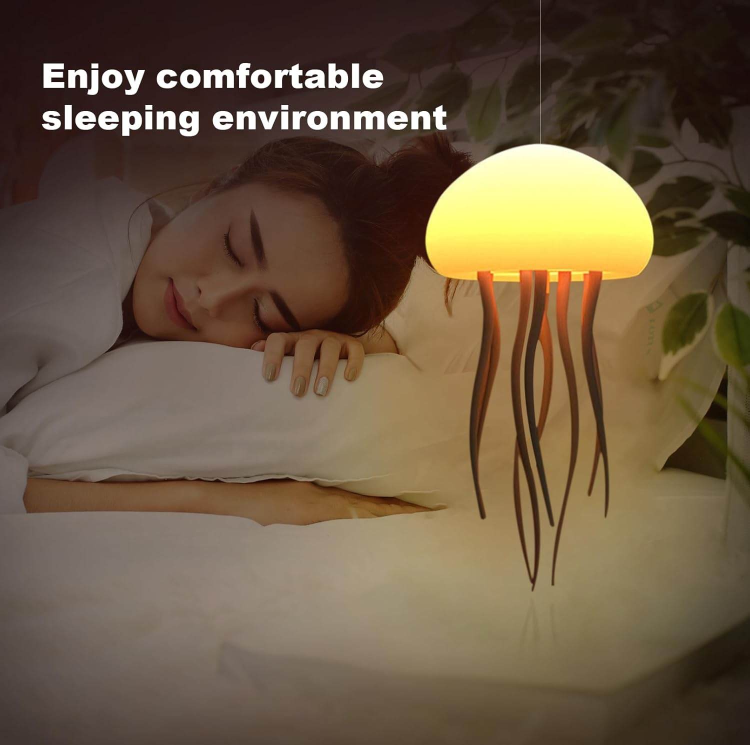 Jellyfish LED Night Light – 7-Color Changing Baby Room Lamp | Hanging + Base | Aesthetic Ocean-Themed Decor & Gift