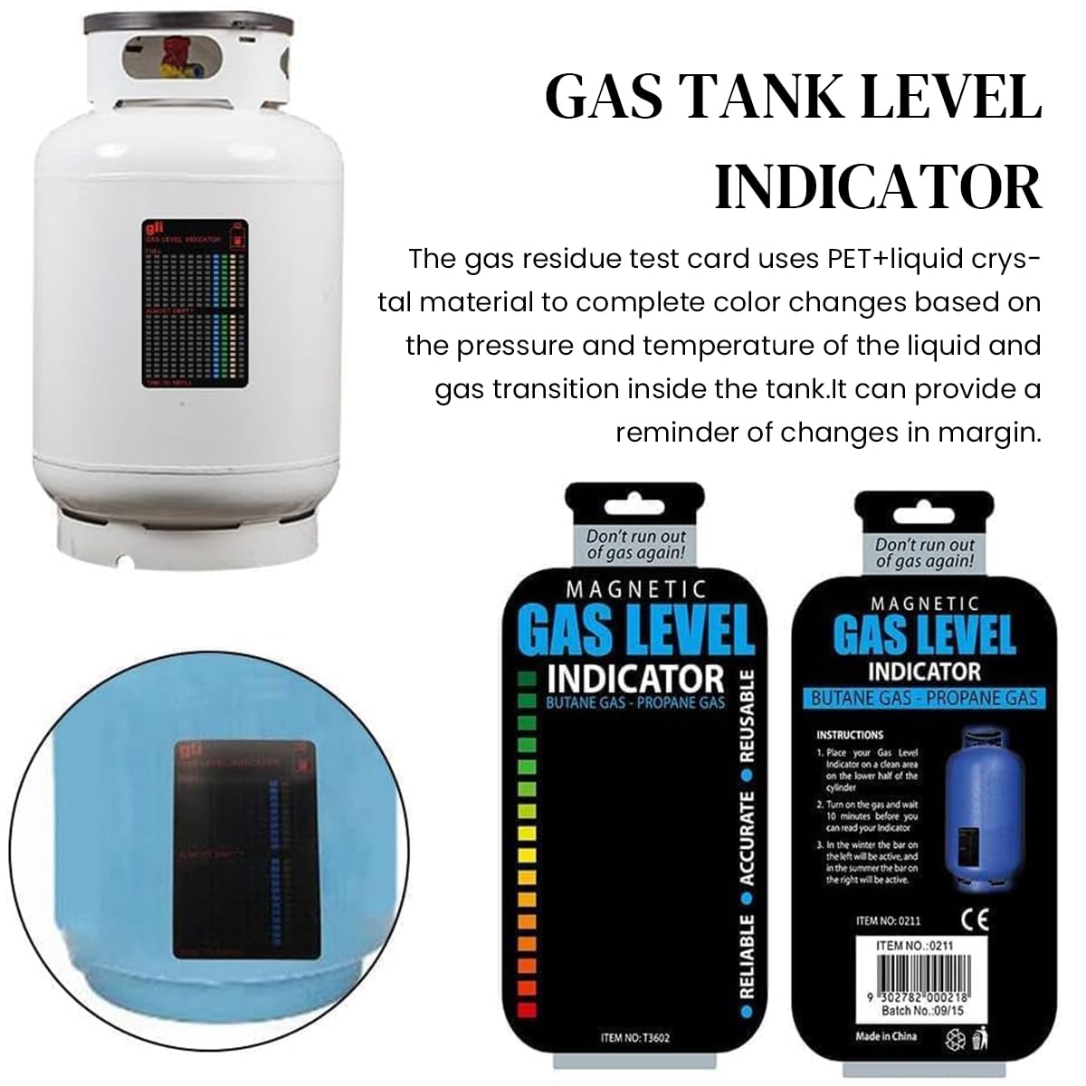Gas Level Indicator, Propane Gauge for Propane Tank, Reusable Propane Fuel Level Indicator for Home and Kitchen