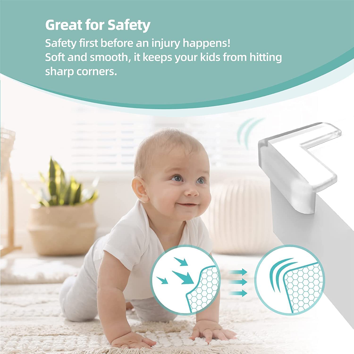 Transparent Silicone Corner Protector for Furniture | Baby Proofing Edge & Corner Guards (Pack of 4)